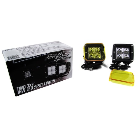 Race Sport Street Series 3X3In 16W 4-Led Cube Spot Lights W/ Amber Cover (Pair) RSSS3X3PR